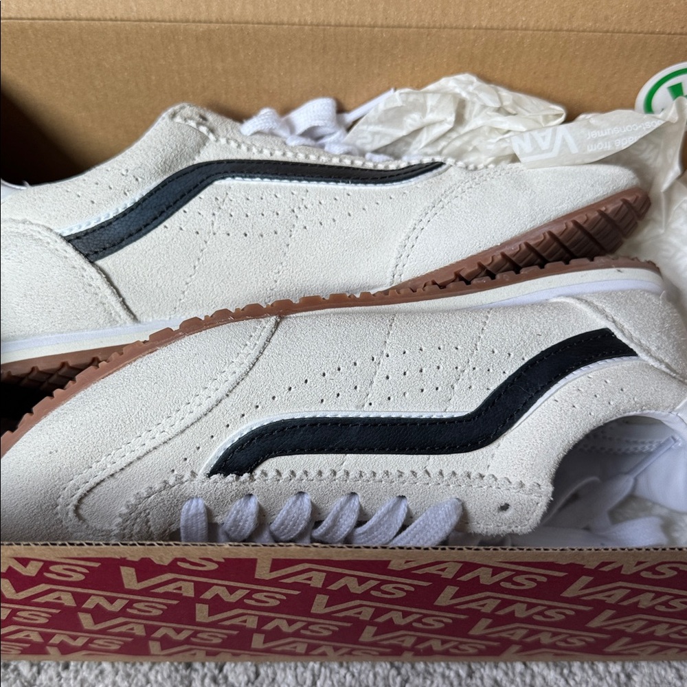 Vans Cream and Black Casual Sneakers